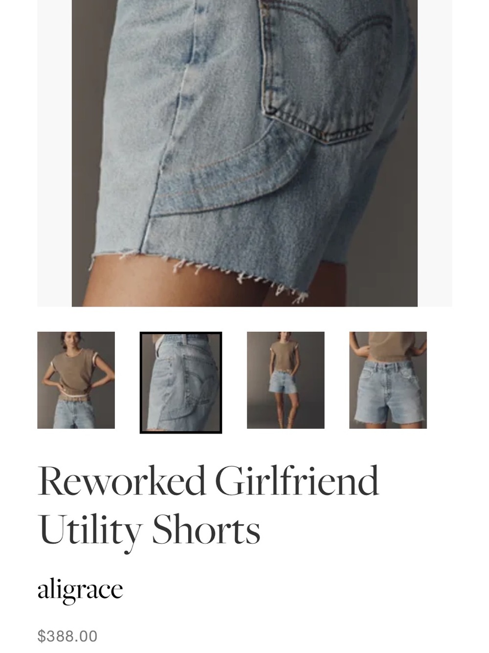 Aligrace Reworked Utility Girlfriend Denim Shorts NWT Size 26 Levi’s Light Wash